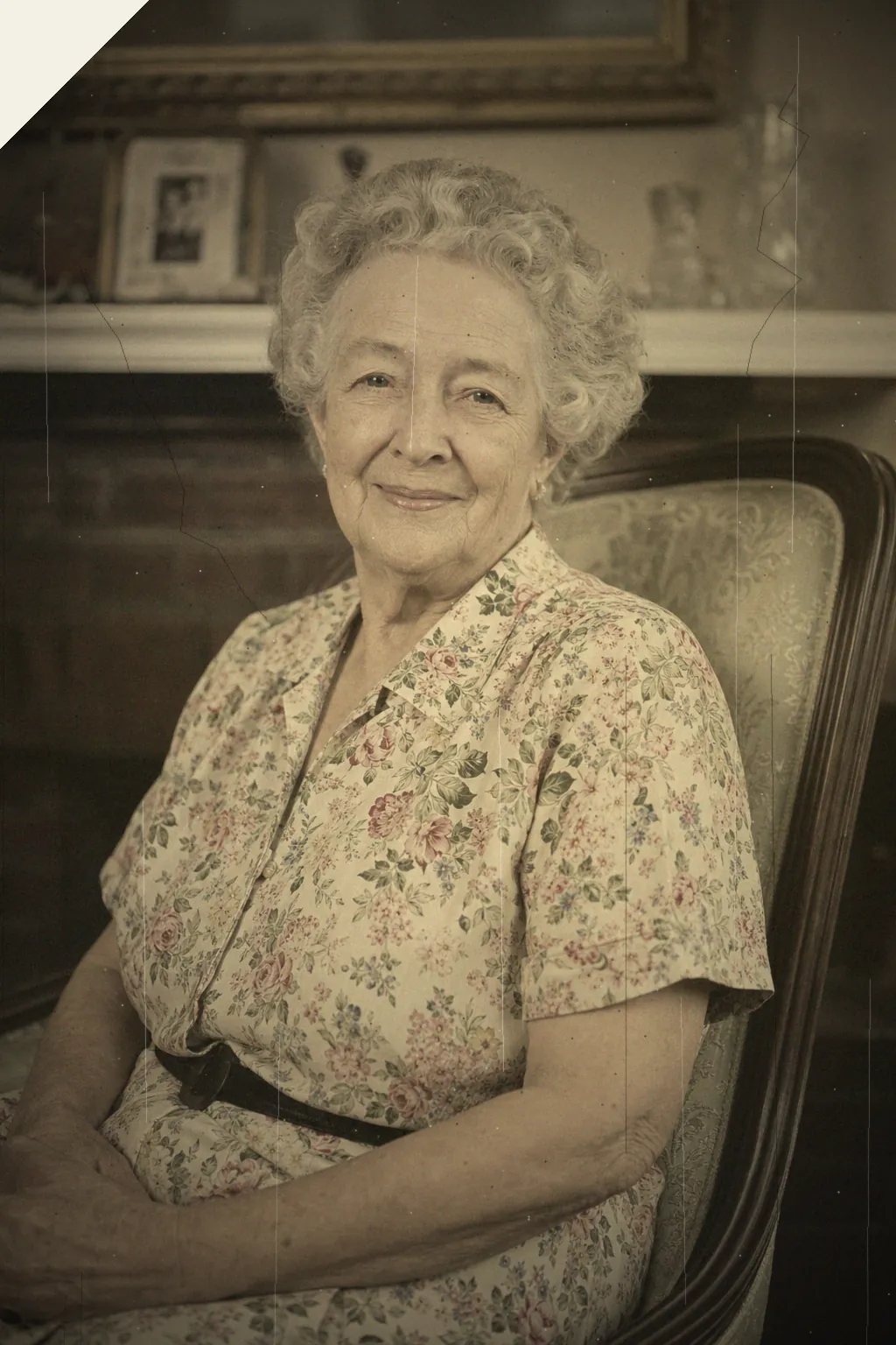 Faded 1955 portrait before restoration
